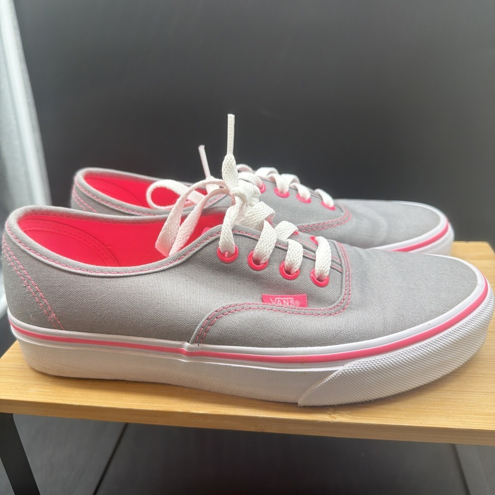 Vans Grey Hot Pink Lined Authentic Sneakers Women's SZ 7